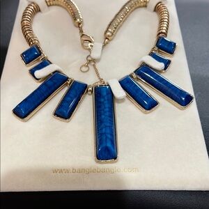Not for sale this is for a bundle! Modern Blue Lapis and Gold Geometric Necklace
